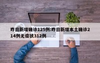 昨日新增确诊125例:昨日新增本土确诊214例无症状312例