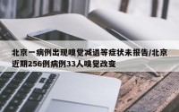 北京一病例出现嗅觉减退等症状未报告/北京近期256例病例33人嗅觉改变