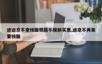 进返京不查核酸铁路不限制买票,进京不再需要核酸